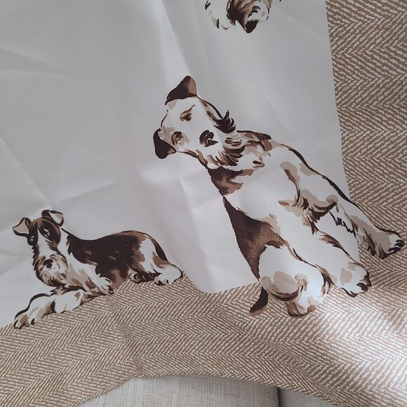 Burberry Womens 100% Silk DOGS Motif Square Scarf camel 26.5"x 26.5" NEW - Picture 10 of 11